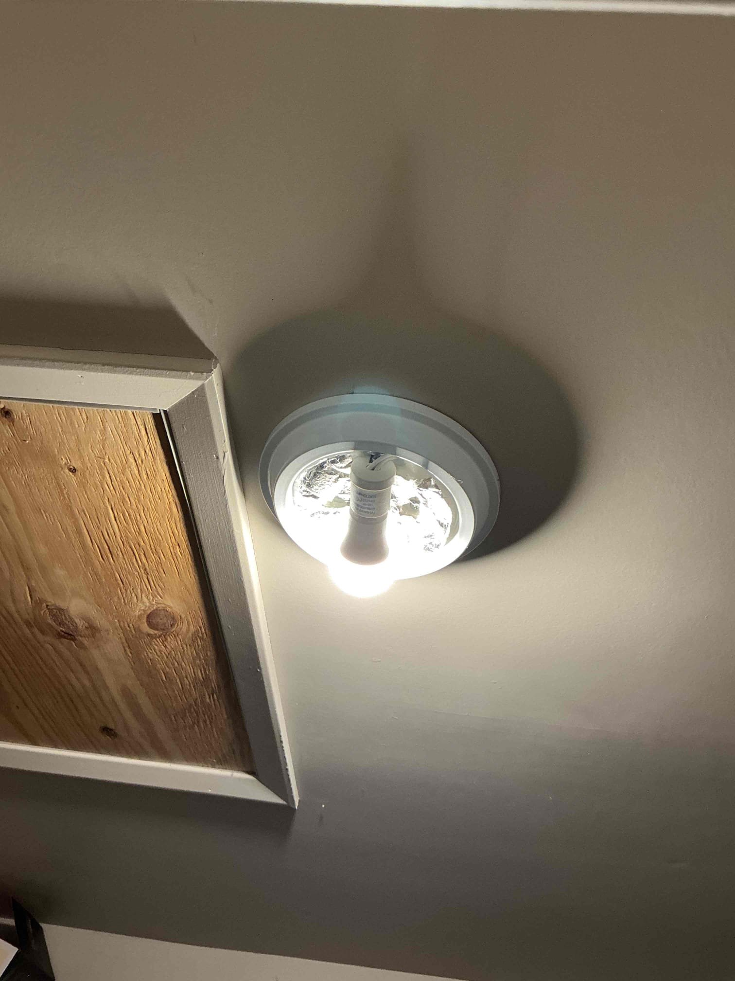 For this job we came out to estimate. Customer requested recessed lighting.  We estimated installing (4) 6” wafer lights in the living room on a dimmer switch on one side of the three-way as well as rewiring and replacing the switched receptacles in the room, making them constant hot. We also estimated to replace (3) flush mount light fixtures with 6” wafer lights by removing the existing fixture and support box and expanding the hole. Lastly, upon looking in the panel, we suggested a few safety upgrades as there is no whole home surge protector, improperly wired multi wire branch circuits and no GFCI protection for the washer. Customers declined VIP care plan. 