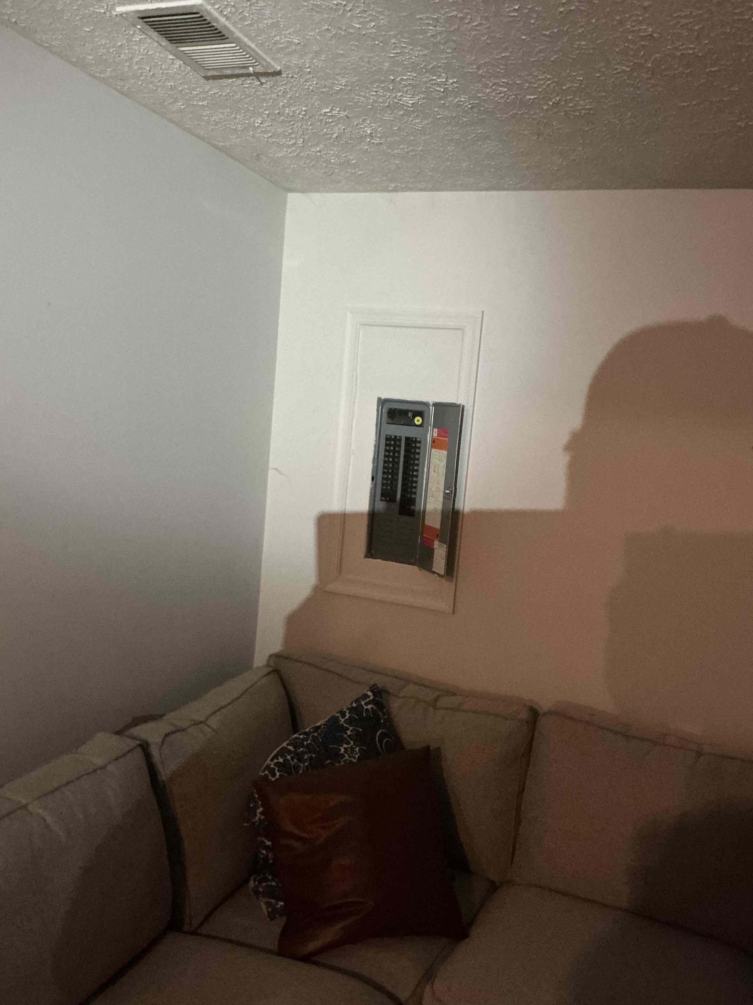 Today's visit was due to a power loss in the bathrooms and exterior circuit. Throughout the troubleshooting process, we discovered a burned up neutral in the basement utility area that caused the power loss of the bathroom/exterior circuit. There was also a power loss in the living room and downstairs bedroom at one receptacle that was caused by the device being backstabbed and the connection being lost. We took note of the fact that the devices throughout the home being all original to the home, the overall power loss/retention of the circuits will only persist until the underlying backstabbing issue is resolved in the areas of the home excluding the devices replaced on the bathroom circuit. We replaced all devices on said circuit, which included 4 GFCIs in the bathrooms, a receptacle in the utility room, and a weather-resistant GFCI/in-use cover on the exterior. The receptacles we replaced in the living room and basement bedroom are not warrantable, we offered to estimate for a whole