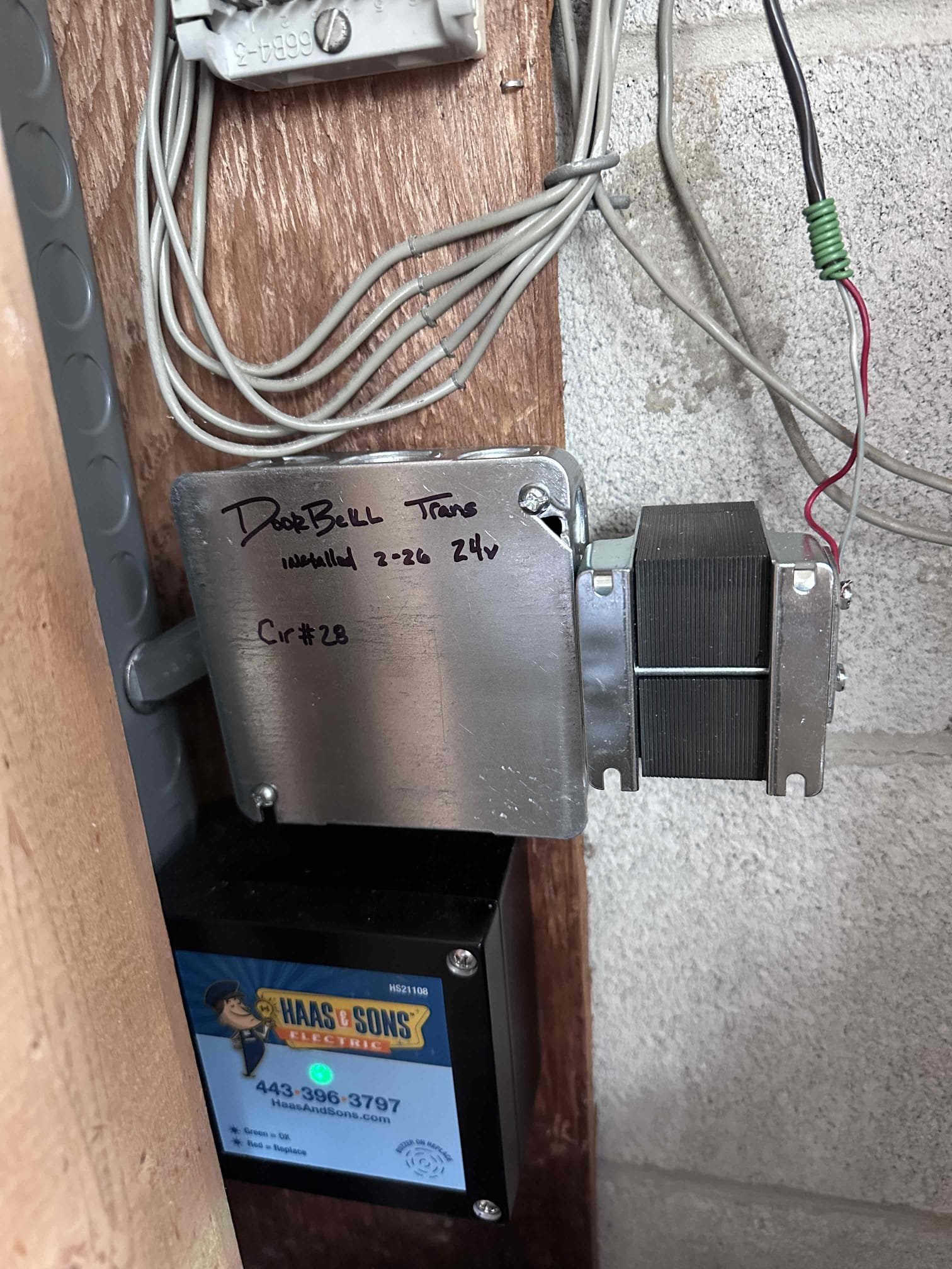 Installation of new doorbell with chime kit. We will replace current broken kit and run new wire/housing for doorbell transformer. We will also replace a damaged GFCI and switch located in the hall bath. 