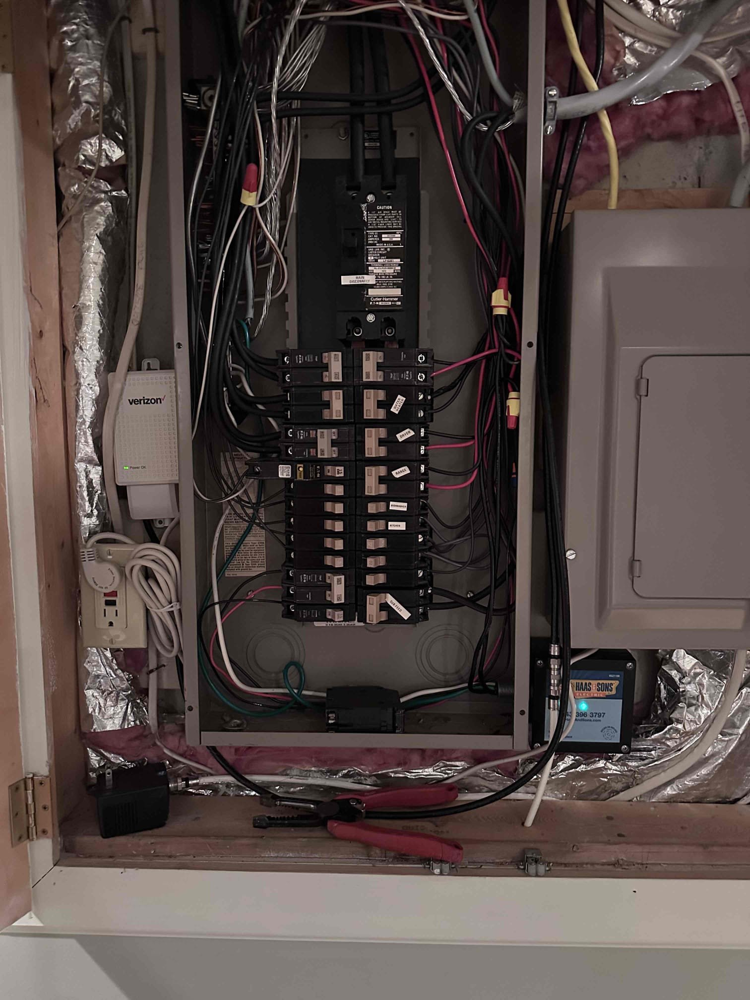 The reason for todays visit 
Installation of new whole home surge protector to prevent hazardous voltage attacking the main electrical system while protecting the sensitive appliances. Installation of new two pole breaker for the shared neutral circuit.