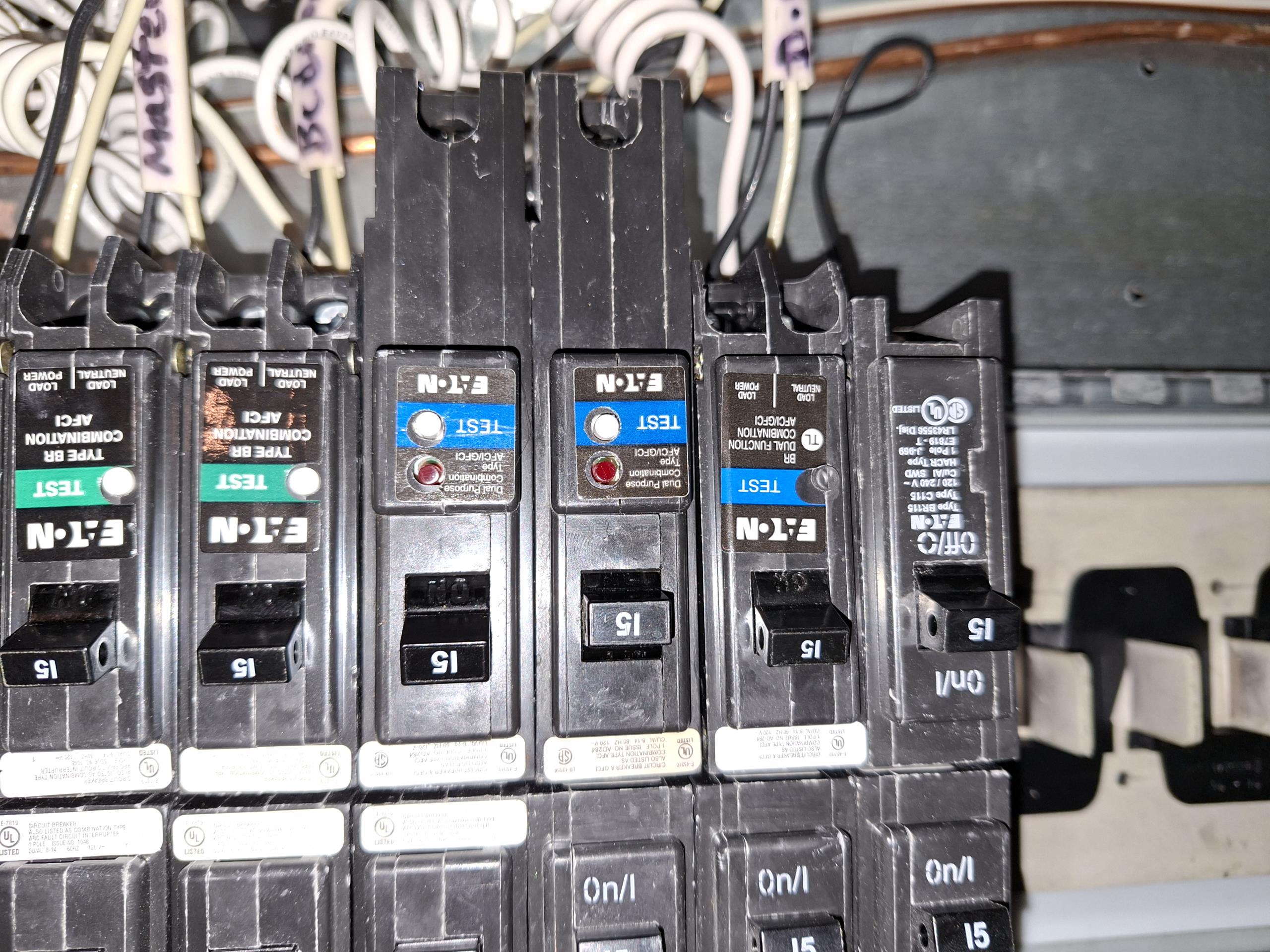 Called out today to investigate a garbage disposal that was tripping a breaker. Upon first inspection, I believed that possibly the disposal motor was starting to go bad, however, performing an amp draw, I got a sustained load of 4 amps, with an initial amp surge of 30 to 33 amps. Opening up the switch bank that housed the switch for the disposal, I could see that the switch was back-stabbed, and that the wires were starting to back out of the device. The disposal is terminated on a dual function 15 amps breaker, original to when the panel was installed in 2016. Customer told me that the breaker has been tripping for a few weeks, and appears to be happening more frequently. As these specialty breakers age and trip, they become more sensitive, creating more nuisance tripping. Surge protection can help to protect these sensitive breakers from surges created in and originating out of the home. Due to this behavior, I recommended replacing the switch controlling the disposal, the other swi