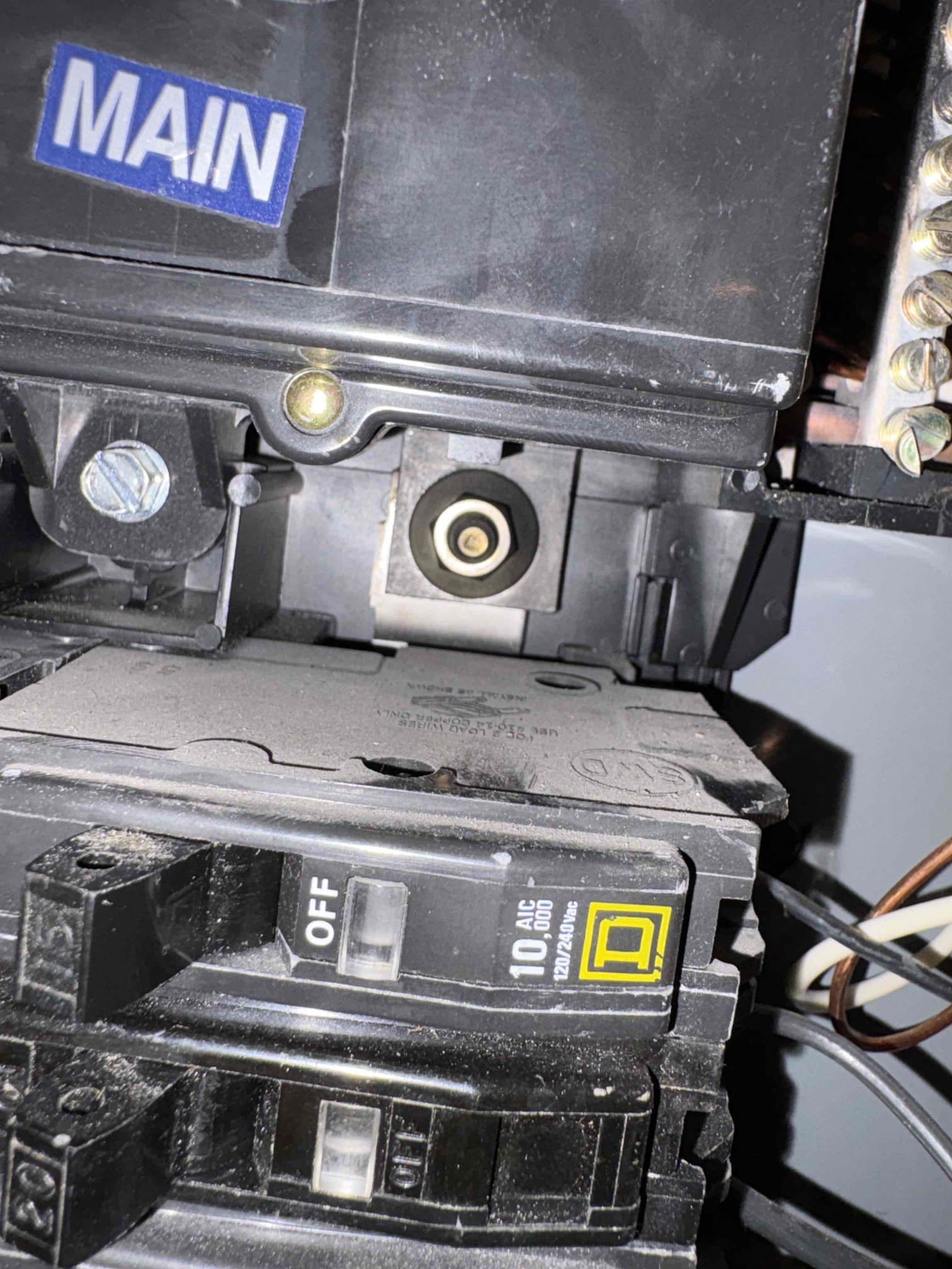 Today’s visit was for the gas water heater that broke, and they wanted an opinion on converting it to electric. There is unused power in a disconnect right next to the water heater location that we could use. We would run our new wire from the disconnect and strap it and strip the wire for the plumbers to connect when they replace the water heater. When we opened the panel we found major overheating on the main lugs and buss bar lugs. We wrote a solution for the overheating by replacing the main bus bar along with all the lugs. The panel cover, body, and bus bar does not show signs of overheating so we wouldn’t replace the whole panel. 