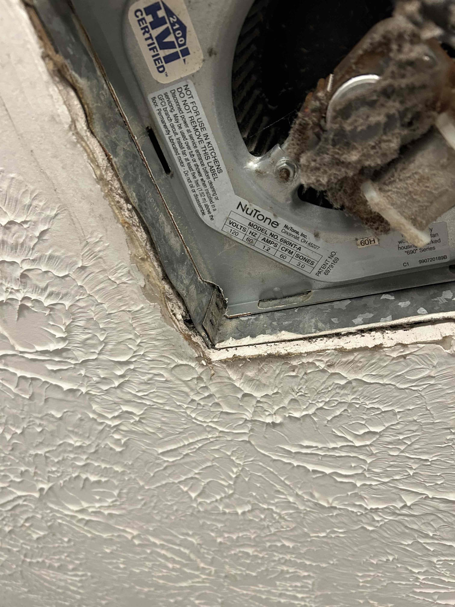 Install 2 fan upgrade kits in bathroom fans on 2nd floor and basement bathroom.
Replace pull chain fixture