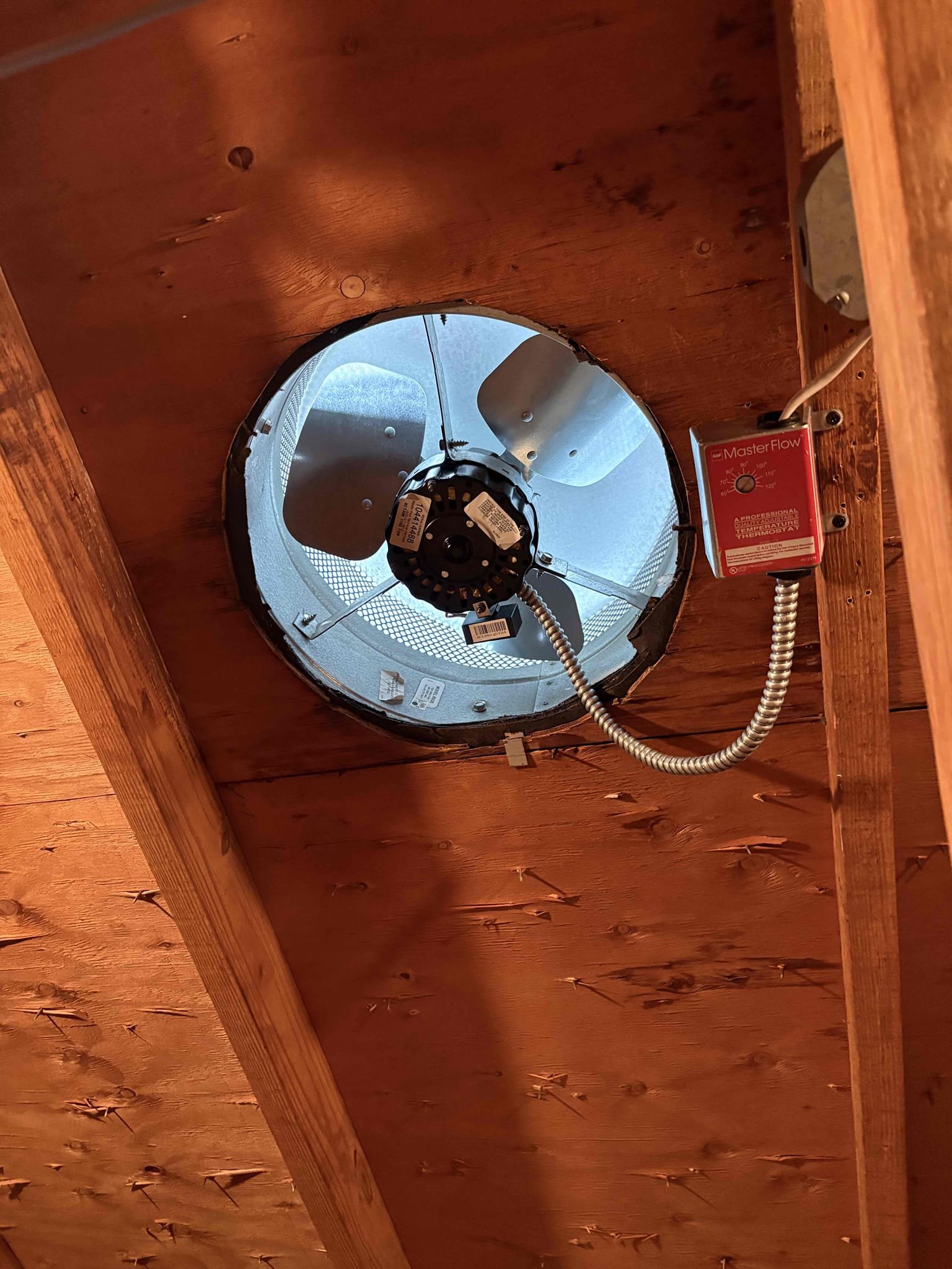 Today’s visit was for 1 attic fan that was loud and clanking and the customer had another model that wasn’t as loud, but was the same model, and wanted them both to be replaced. So, we replaced 2 of the motors today in the old cans.