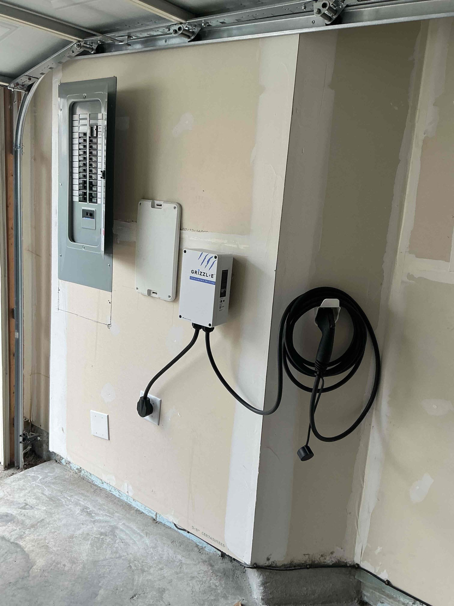 For this job, we came out to install a customer supplied EV Charger plug in. We also estimated the additional of a whole home surge protector, which the customer declined at this time. Customer enrolled in our VIP Care Plan. 

Install (1) 50A circuit with 50A GFCI breaker for EV Charger plug 
Install (1) nema 14-50 receptacle recessed into the wall 
Mount customer supplied EV Charger