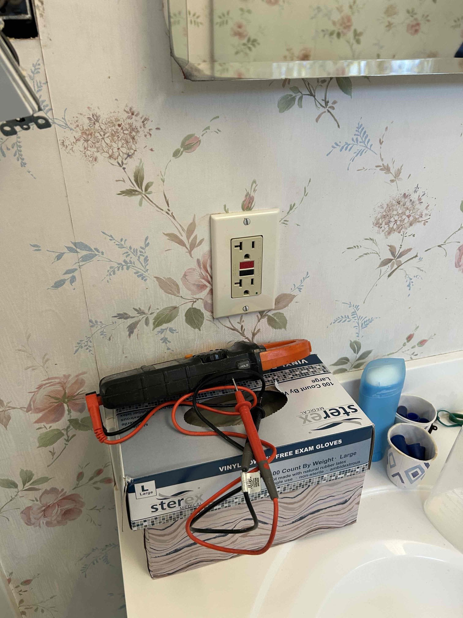 Replaced two GFCI receptacles in the master bath.
Today we replaced the GFCI in the primary bathroom and wired properly so that they don’t nuisance trip each other. We will be returning once the new bathroom exhaust fan motors come in.
Replace bathroom exhaust fan motors

(03/30) 
Today we returned to install the two new exhaust fan motors, fo4 the master bathroom and hall bath. Both fans are working well now. 