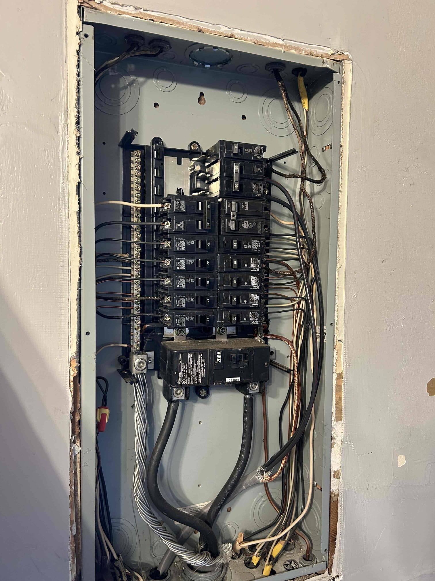 Installation of new dedicated 60 amp circuit for main panel located in kitchen out to the side of the house at the front of the driveway.
Installation of customer supplied level two hardwired car charger.
Installation of new motion floodlight on the side of the Home above the driveway. Power will be tapped out out of a receptacle in the second floor office area.
Replace customer supplied flood light while doing other work
installation of weather resistant outlet on back of home, located next to meter can
Return to complete electrical vehicle charger installation. Upon visit customer granted us permission to install exterior flood light as well as add an exterior outlet located in the back of house. Helped connect the charger to the WiFi and verified it was working correctly before leaving.