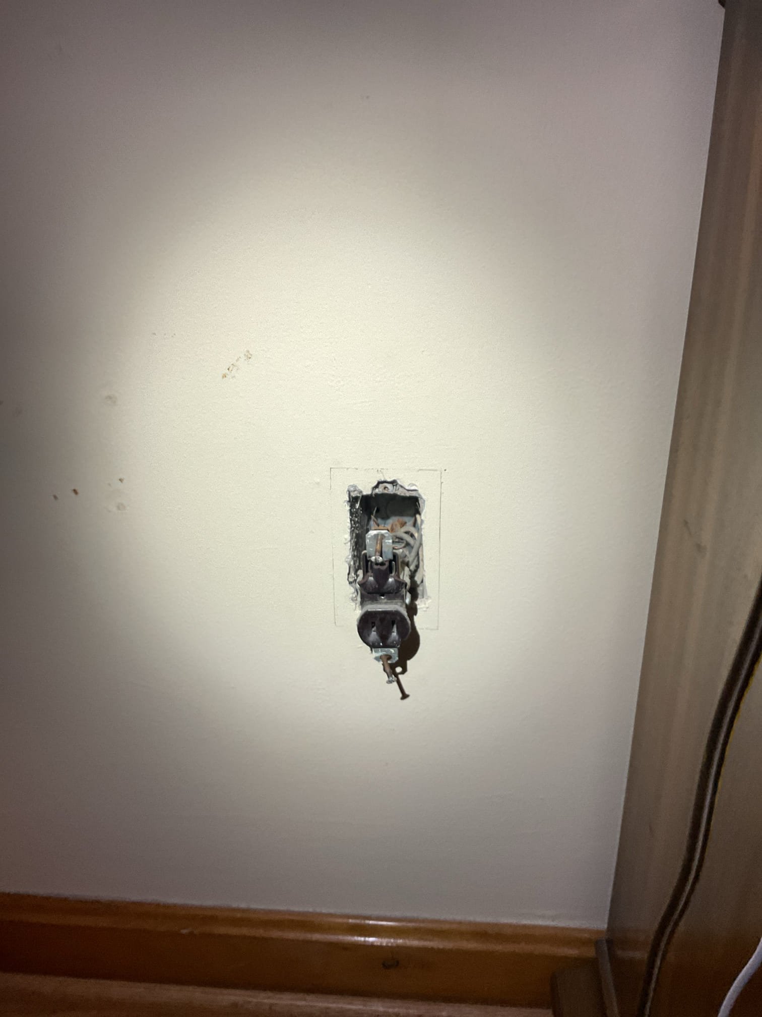 Today’s visit was to take a look at a bedroom receptacle that was damaged by a falling painting. I took a look at the device and noticed that it was a decently aged 2-prong receptacle. zThe homeowner told me that the house was built in 1957, and some things had been updated in the home, including the main electrical panel. I took a look at the main panel as well, and it seemed in great condition. Today I recommended adding surge protection to the panel, adding GFCI protection for the washer/utility sink receptacles, and a redevice of the areas of the home that have yet to have any updated devices. The homeowner declined a solution for those items at this time, however I did provide solutions to redevice the affected bedroom with our VIP care plan included, Ms. Chris said that she would consider these at a later date. I replaced the receptacle in the bedroom that was damaged, everything is now functioning as it should. 

- removal and replacement of damaged receptacle with new, tamper- 