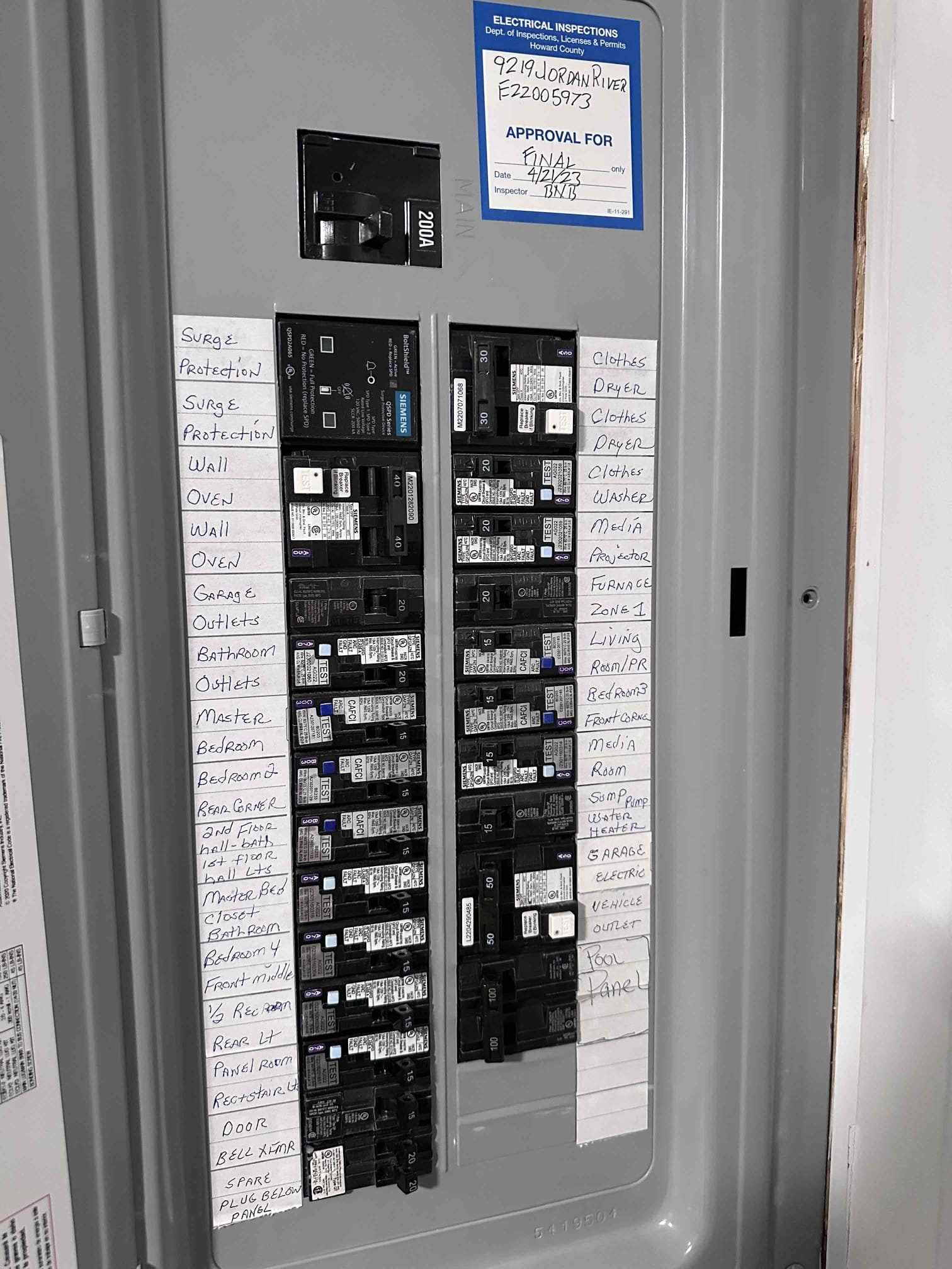 Today’s visit showed that the bedroom circuit was on AFCI breakers and after diagnosing multiple outlets/lighting circuits came to conclude the nuisance trips. There are no visible issues with the outlets/devices or the switches. We did however see a “surge protection” plug in on the table lamp that is commonly used for charging the phone which may be causing the trips. 