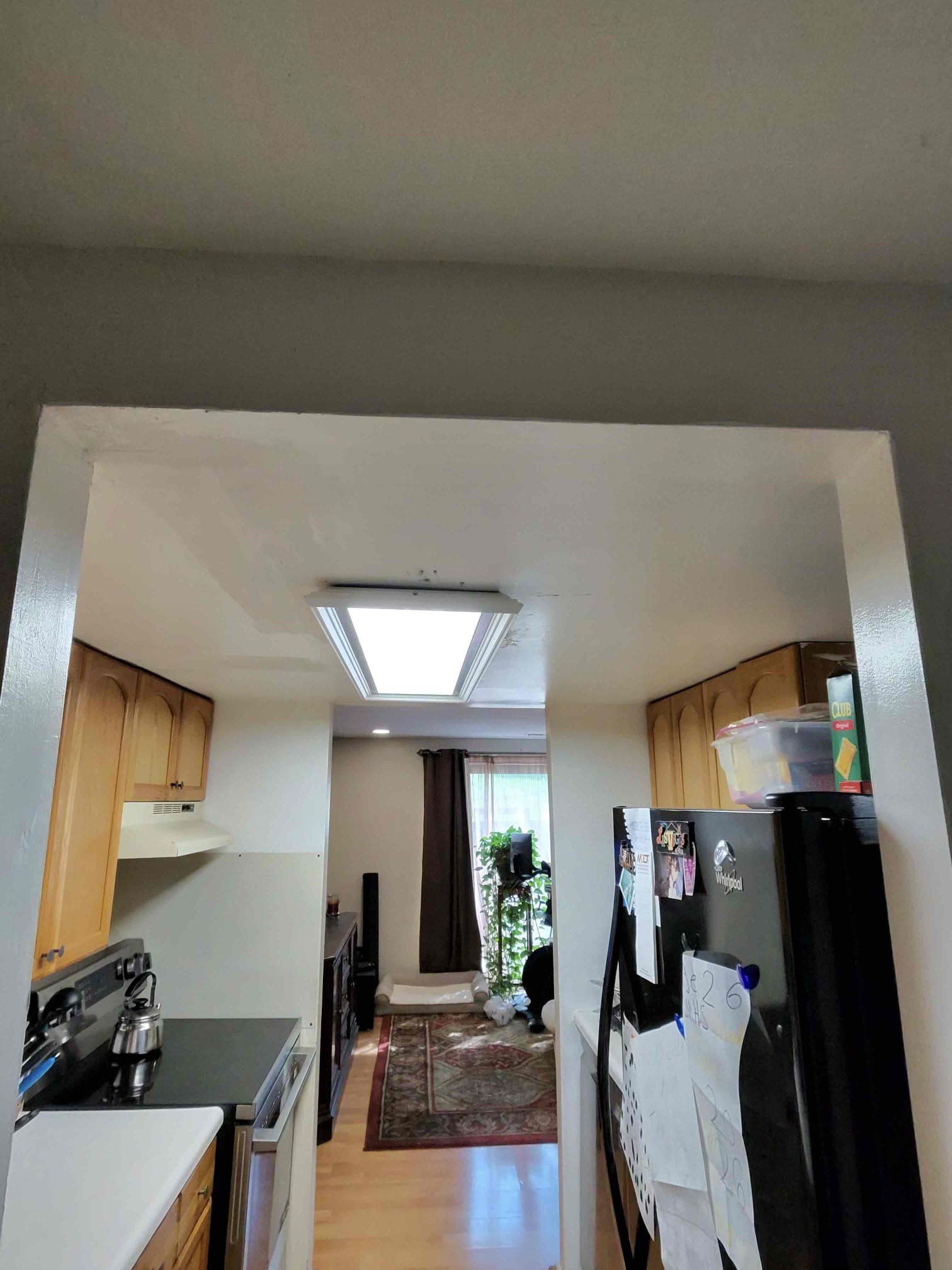 Install new customer supplied light
Replaced existing fixture with a new customer supplied one. Recommended replacing an old toggle switch, customer declined at this time
