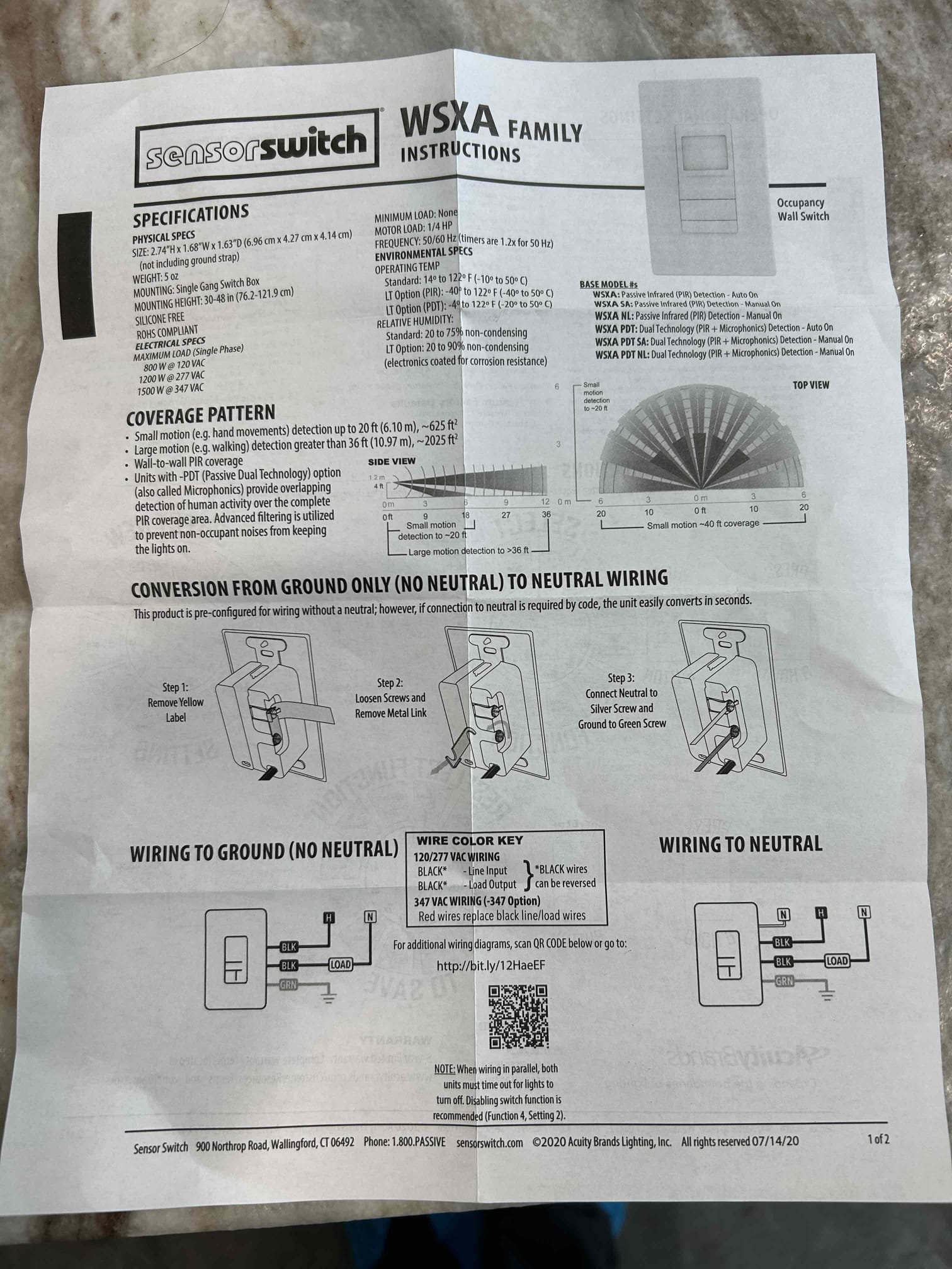 installation of 12ft led low voltage tape lighting in kitchen pantry.
Installation of low voltage transformer and occupancy sensor for tape lighting.

(04/14) We returned today to complete the closet lighting installation and install the new GFCI for the dishwasher. Lighting/sensor has been programmed and is working well. 