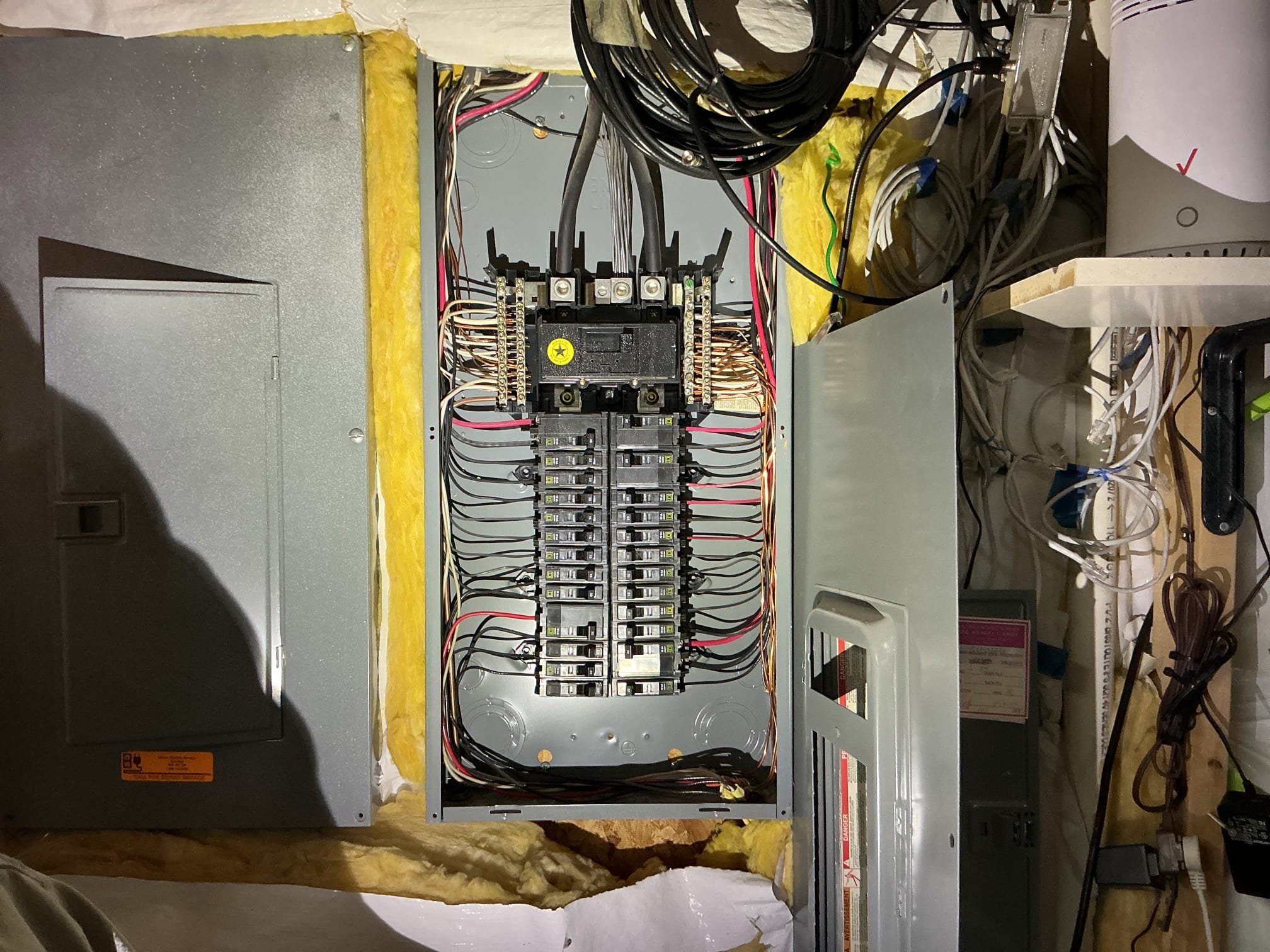 - Removal of 3 bathroom light fixtures with 3 new customer supplied ones
- Removal of some old light bulbs in a high ceiling chandelier 12/16 height

Today’s visit was to replaced chandelier lights and replace 3 bathroom light fixtures. We looked at the panel during our electrical inspection, and the panels were in good condition for their age. We found old smoke alarms that should be replaced, we wrote up a solution for that.