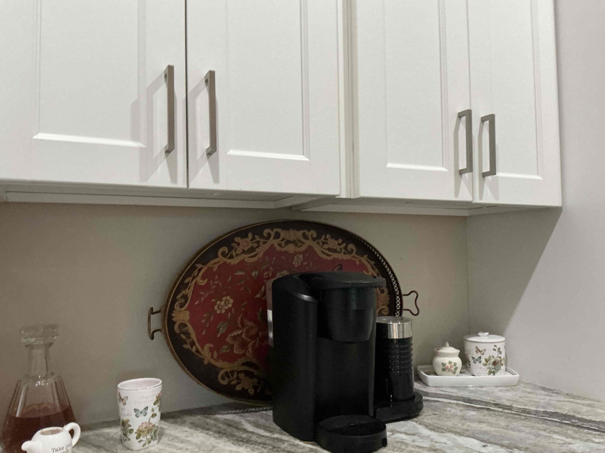 Install (2) 6” wafer lights in dining area with a box expansion and new switch leg
Install (2) 4” wafer in kitchen coffee bar