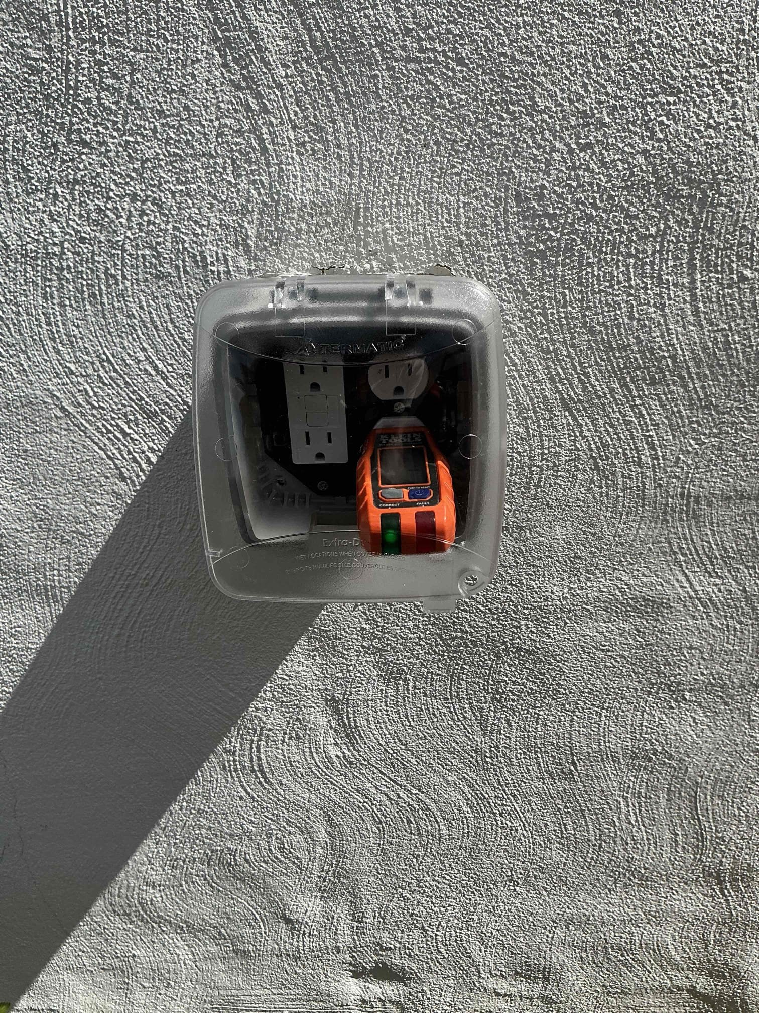 For this job, we came out to assess an exterior GFCI that would not reset. The GFCI was getting power, however, was older and not weather resistant. I replaced with WRTR GFCI and new in use cover, good to go.