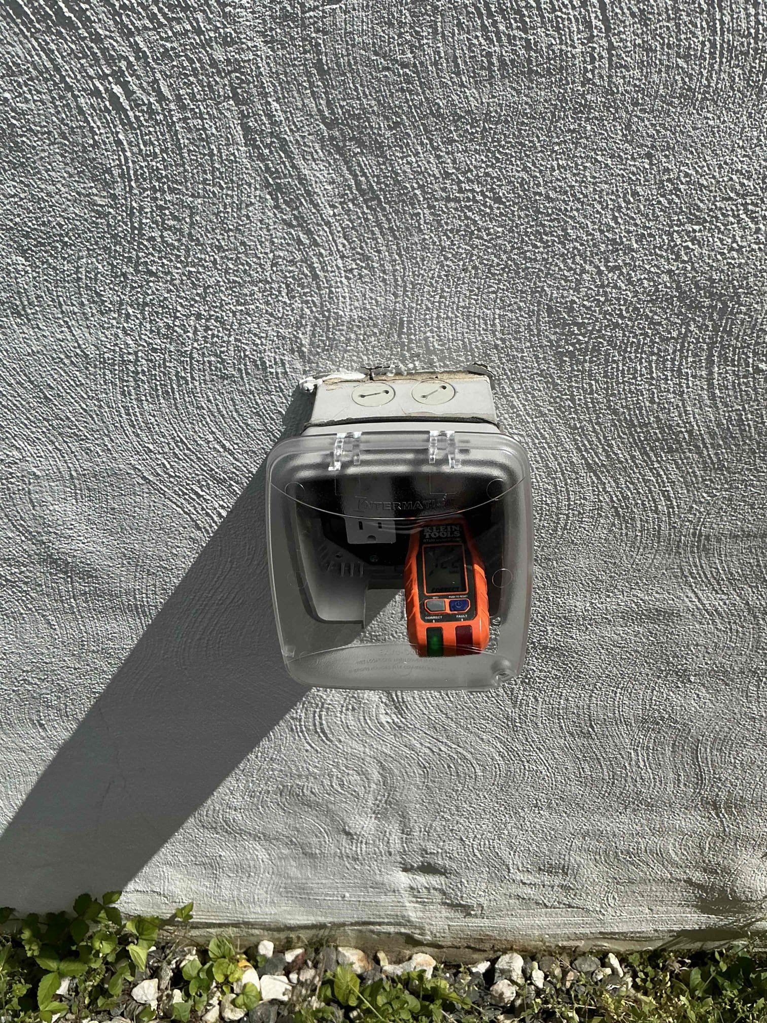 For this job, we came out to assess an exterior GFCI that would not reset. The GFCI was getting power, however, was older and not weather resistant. I replaced with WRTR GFCI and new in use cover, good to go.