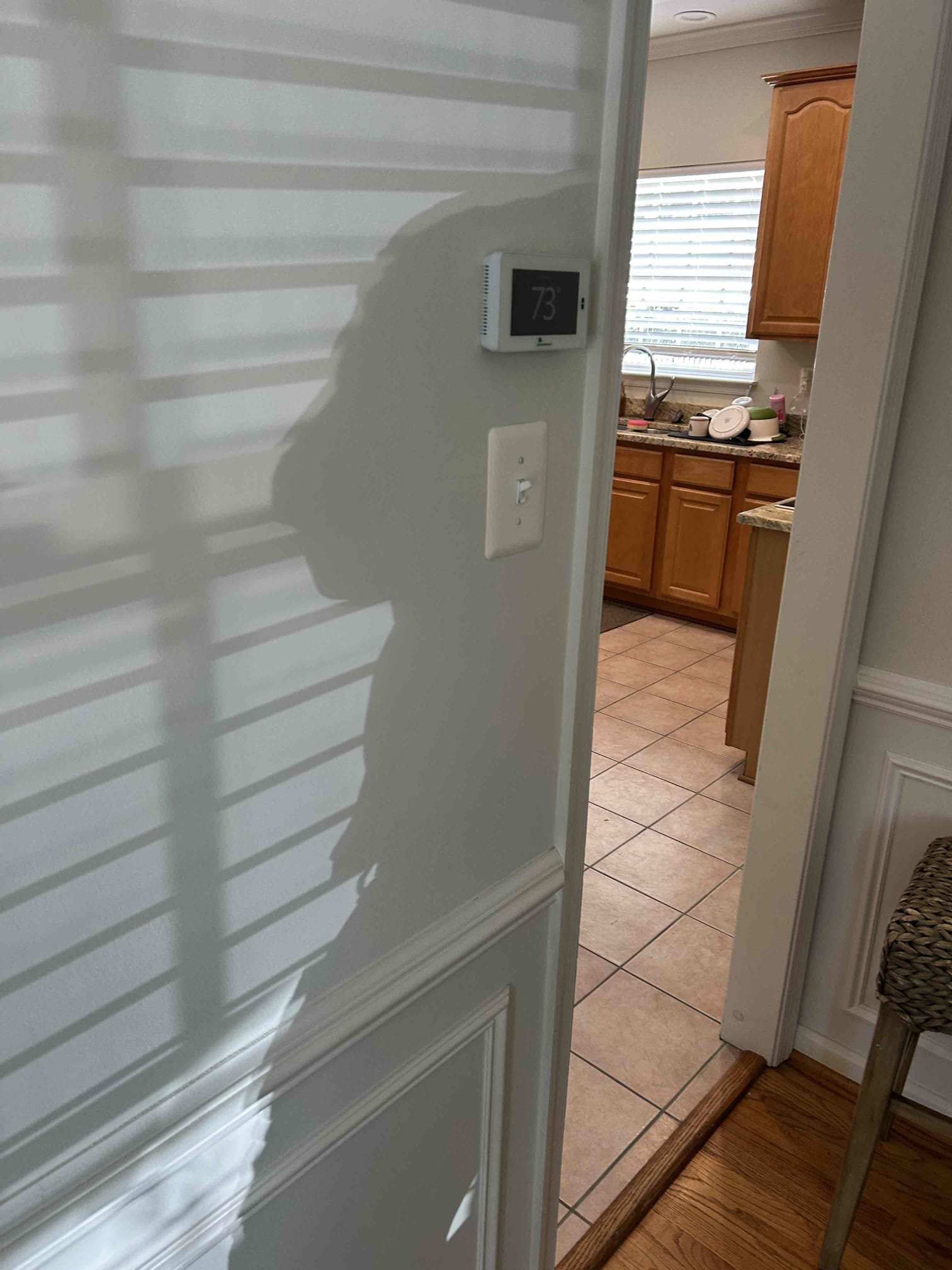 Replace broken three-way switch at the top of the stairs for the second floor hallway lights
Replace incandescent only dimmer for dining room chandelier with new LED dimmer
Replace broken receptacle in living room
Replace customer supplied light in basement laundry room