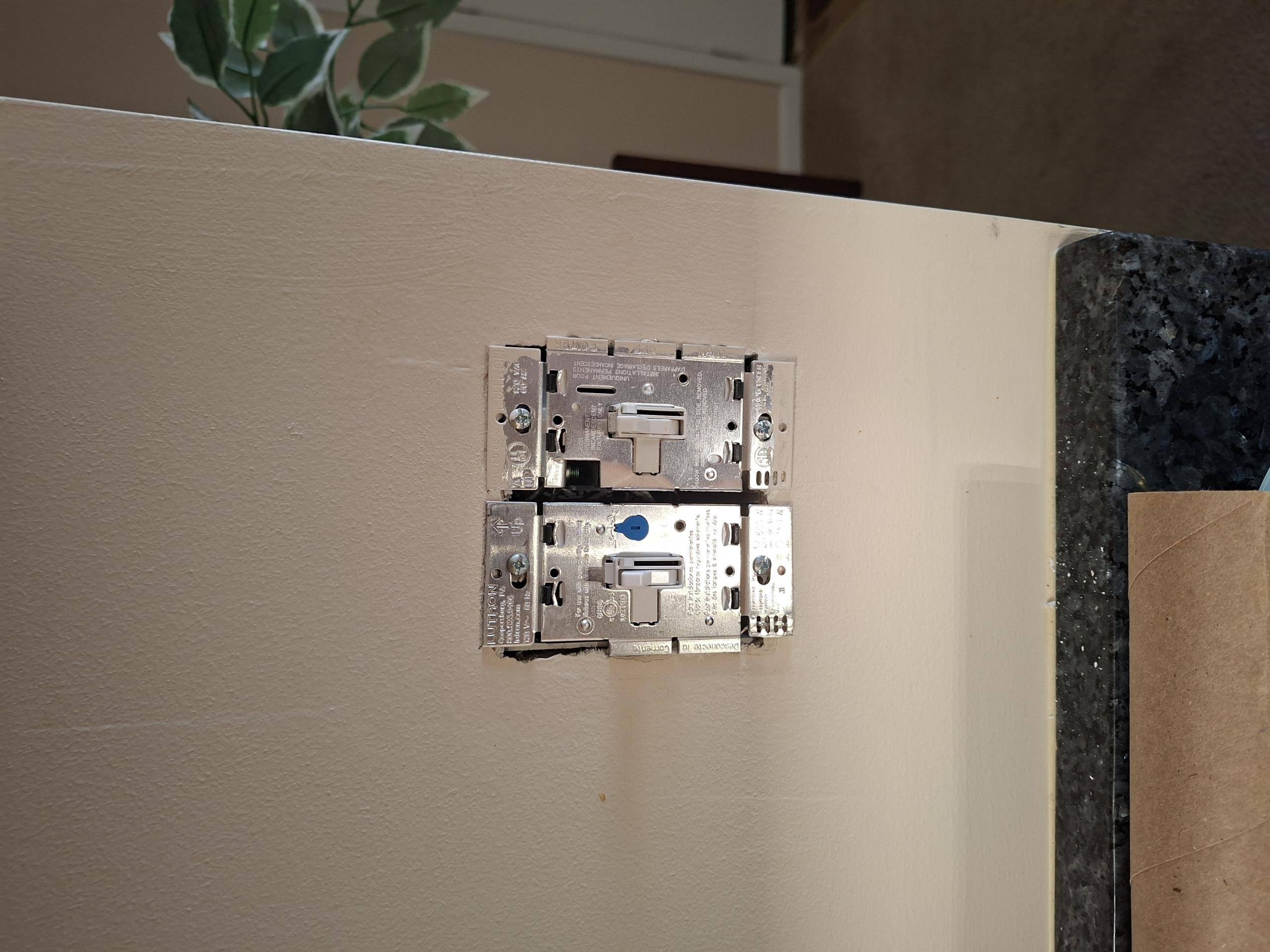 Install Company supplied flat panel light in kitchen. Replace switch controlling light in 2 gang switch bank with a dimmer.

Called out today to look at replacing a fixture in the kitchen. Fixture was an old fluorescent fixture, that would turn off after it was activated within a few seconds. Due to the age of the fixture, I recommended replacing the fixture with a new LED flat panel light. Customer agreed to replace the fixture and install a dimmer as well. 