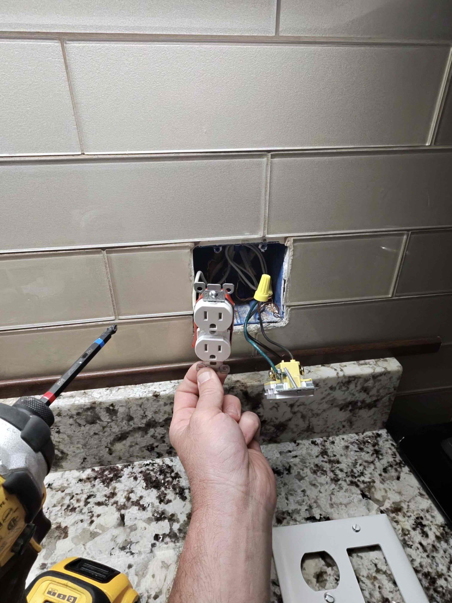 This estimate will include replacing the 20 amp Eaton AFCI/GFCI circuit breaker that is supplying power to customers kitchen