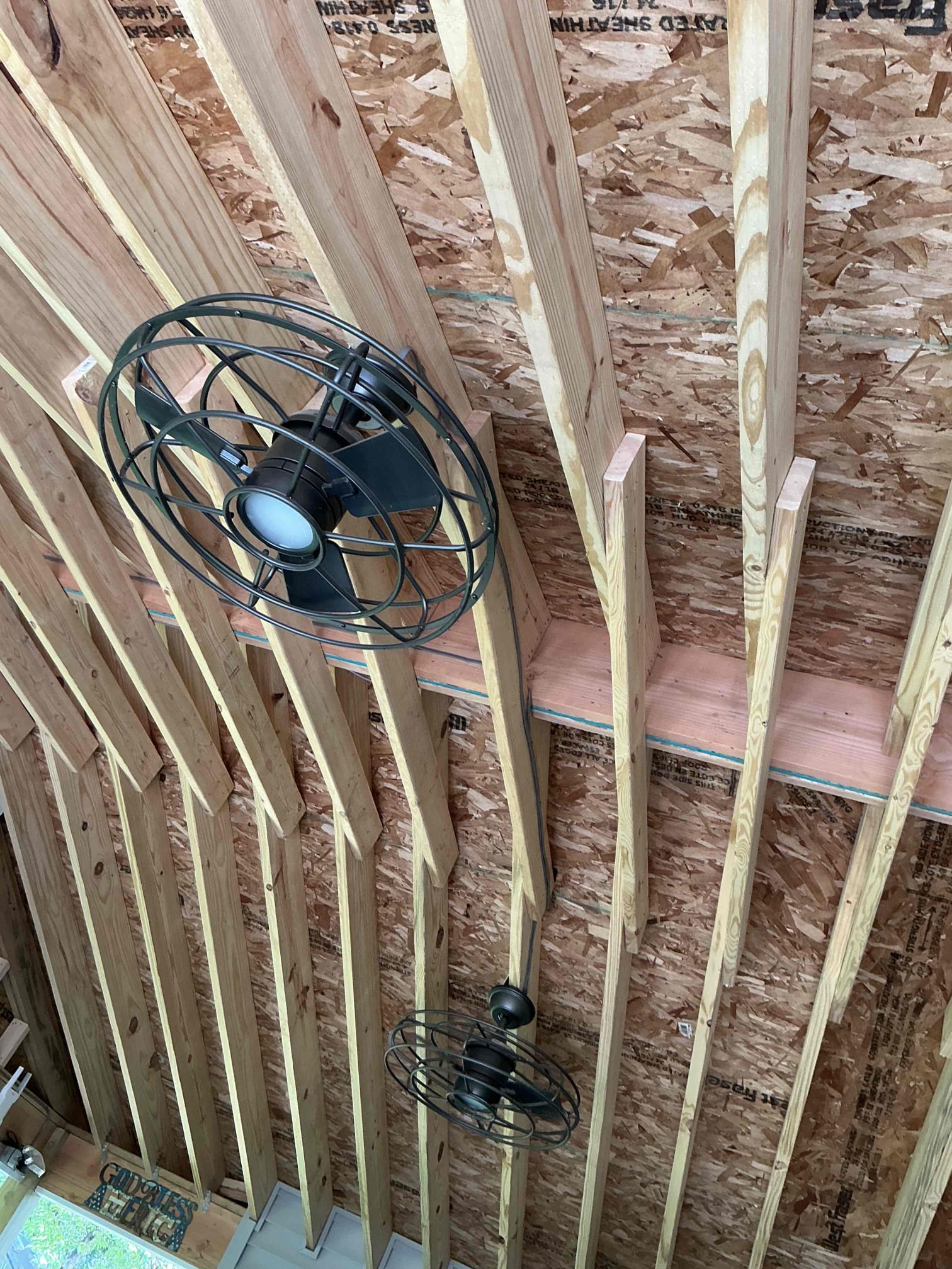 For this job, I came out to Install switch for existing ceiling fans on porch buy pulling power from a nearby source. Use fan boxes to junction existing constant hot and pull switch leg 