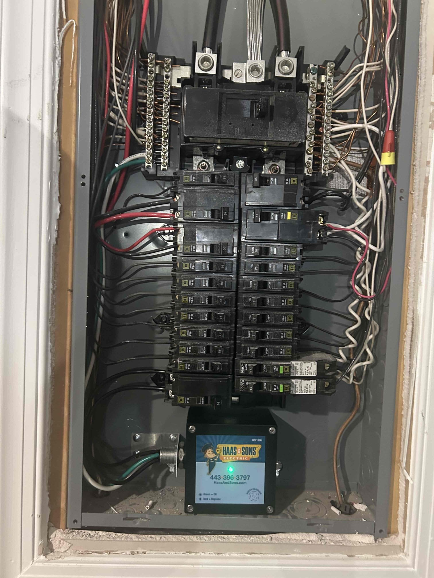 Replace improper GFCI breaker for dishwasher and install 240 V breaker to protect dishwasher and disposal receptacles
New install ceiling fan in primary bedroom
Replace broken gfci in kitchen 
Install whole home surge protector in main panel