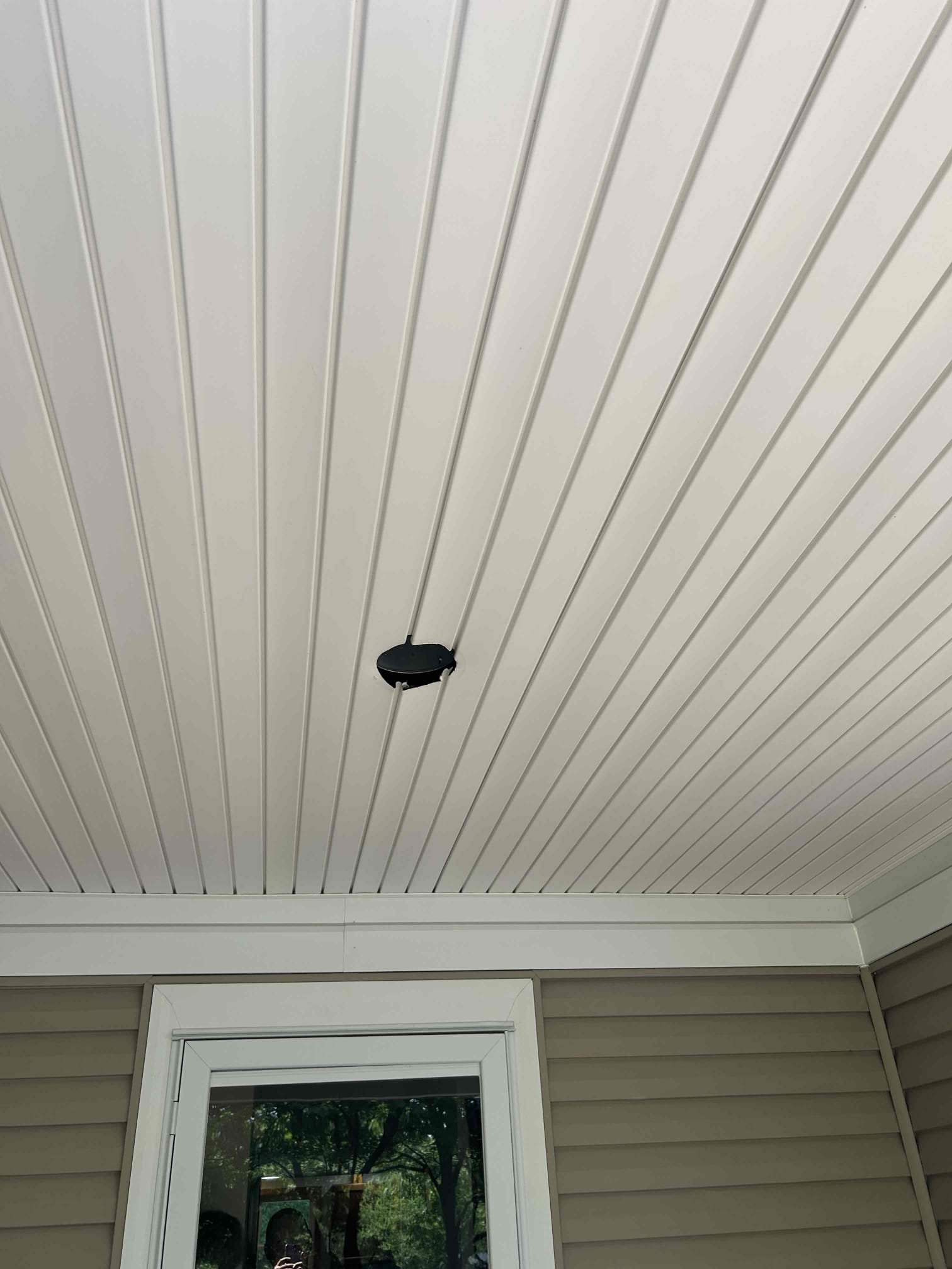 Install fan in place of recessed light on front porch
Today we removed the existing recessed light on the front porch and install a new bar brace box that is screwed into the studs to support a new customer supplied fan. Once a new boxes install installed, we installed ceiling fan.