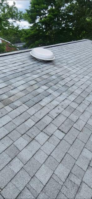 Customer had a chimney leak on a chimney that was no longer used , we tore the chimney down , replywooded area and reroofed. Problem Solved. 