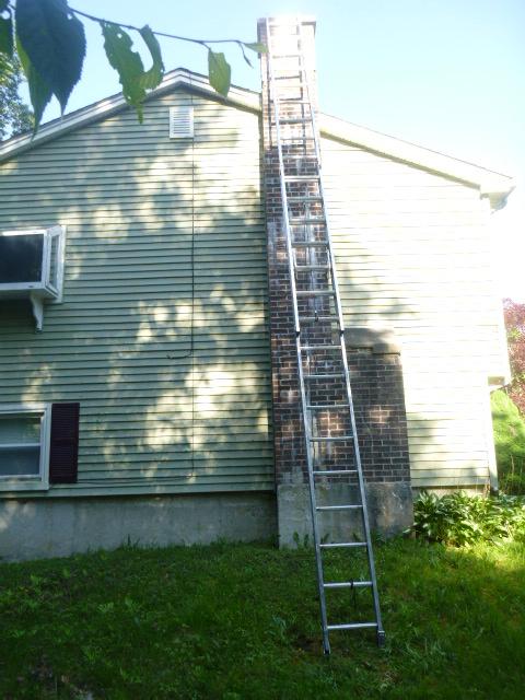 Customer was taking bids to restore chimney , had bricks chipping off and missing mortar throughtout.  We performed complete rebuild from foundation up.  