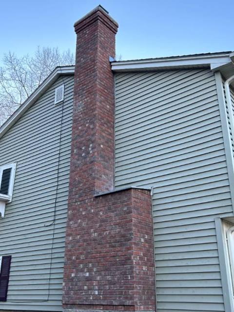 Customer was taking bids to restore chimney , had bricks chipping off and missing mortar throughtout.  We performed complete rebuild from foundation up.  
