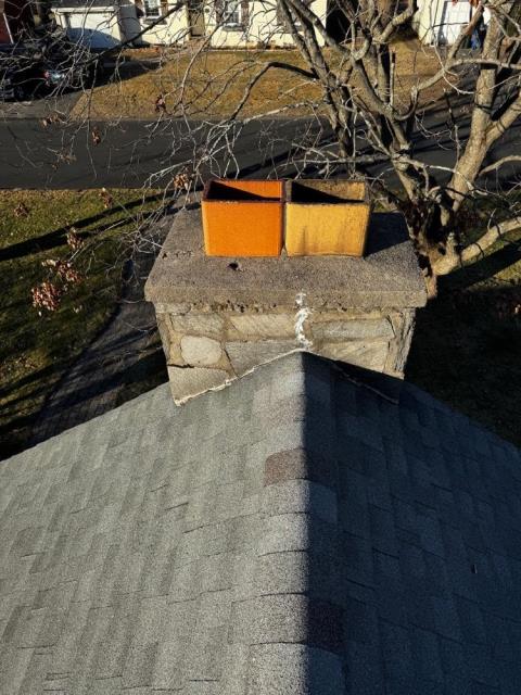 Rain Cap Missing in Newington CT. Chimneys should be covered to prevent animals , leaves and twigs from entering flue. But most of all it is recommended to prevent rain and snow intrusion which can deteriorate the interior flue system - the safety aspect of a chimney.
