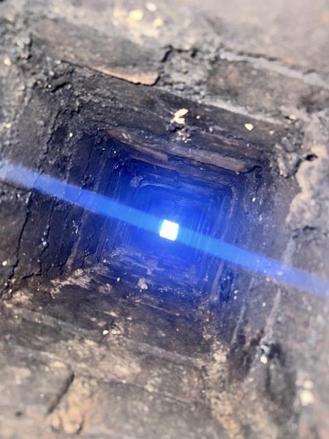 Unlined Bloomfield CT chimney flue was found to be non operational in its current venting system per NFPA 211 code standards. Installed a chimney liner system and connected woodstove.