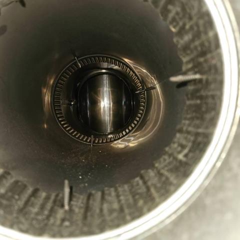 Clogged chimney pipe Enfield ct,  with aging connector pipe upgraded with new chimney liner system with appropriate cleanout to provide safe passage of flue gasses. 