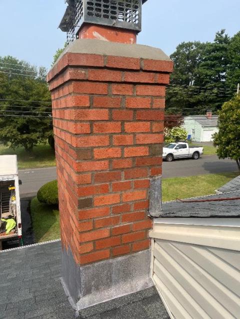 Doing a roof up rebuild in Bloomfield CT today, including new flashing, crown, and cap.