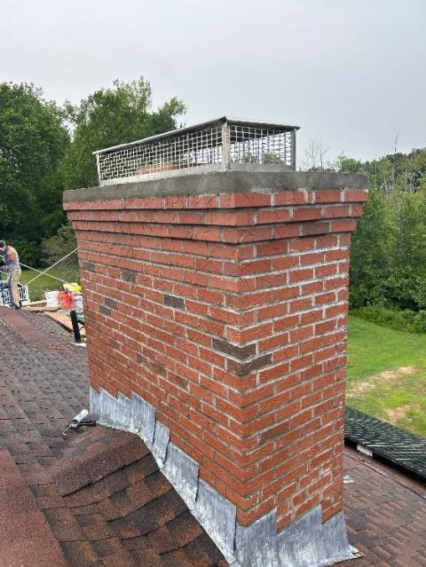 In Wethersfield, CT, We removed the damaged chimney structure down to the roofline and rebuilt it entirely with new brick, cement, and components. All work was performed by our team, and the area was kept clean throughout the project.