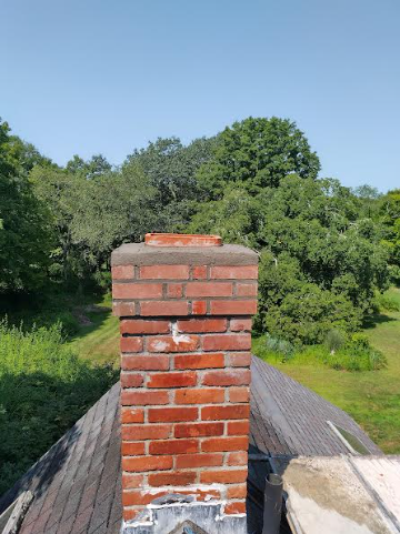 Upon arrival in Andover, CT, We Found All Brick Chimney's Are Original to the Home And Over 100 Years Old. Performed three 3-course rebuilds including new crown. Customer preferred a repair instead of rebuilding completely.  In this case we were able to pull it off sufficiently.