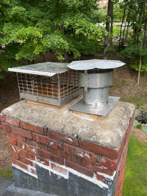 Installation of this chimney liner in Danbury, CT is recommended since the original clay tilling system began to deteriorate. Installation of a stainless steel 2-ply chimney liner and cap.