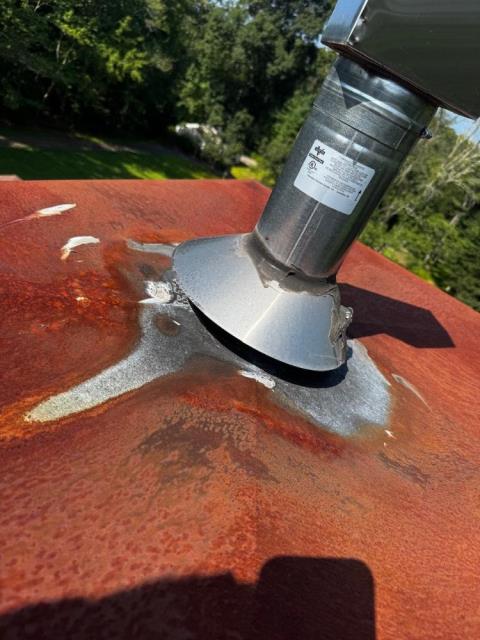 A chase pan in Killingly, CT, was rusted out and allowing water entry. Replaced the chase pan.