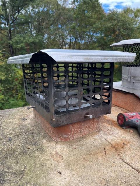 Installed a stainless steel liner system and repaired top masonry of Coventry ct chimney.
