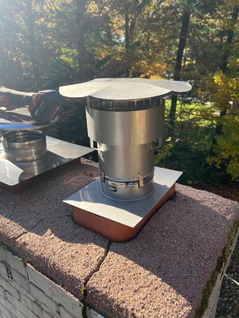 In South Windsor, CT, We installed a UL Listed 316L stainless steel smoothwall chimney liner system. The work included all components and carried full warranties.