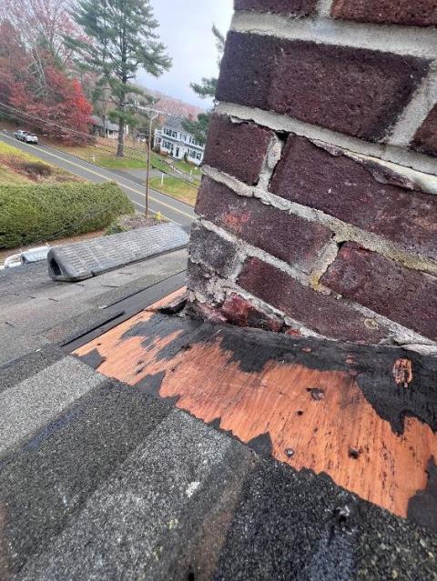 Removal of old aluminum flashing in Watertown Ct and installation of new lead lead flashing , properly tucked and sealed. 