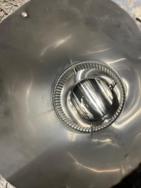 Acidic condensation from the boiler exhaust has damaged the chimney’s internal venting and surrounding structure. The new stainless steel liner and new smoke pipe will restore safe venting and protect the home.