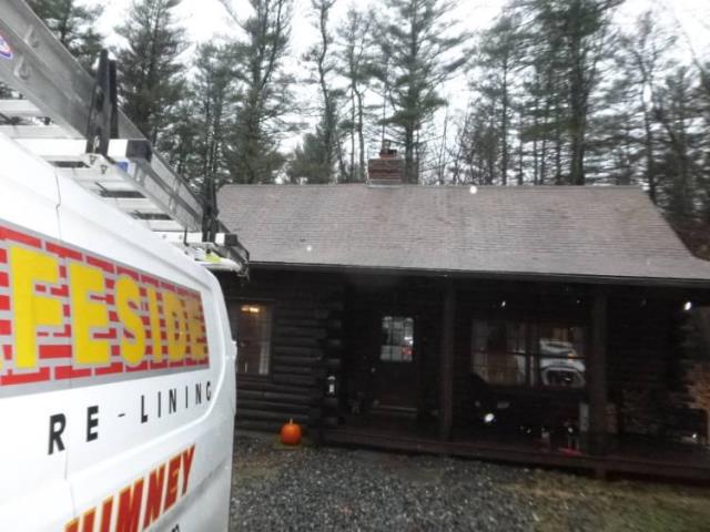 Unlined chimney flue in Tolland Ct - Installed a full liner system as well as a new Regency Woodstove Insert to upgrade their fireplace with secondary heating source.