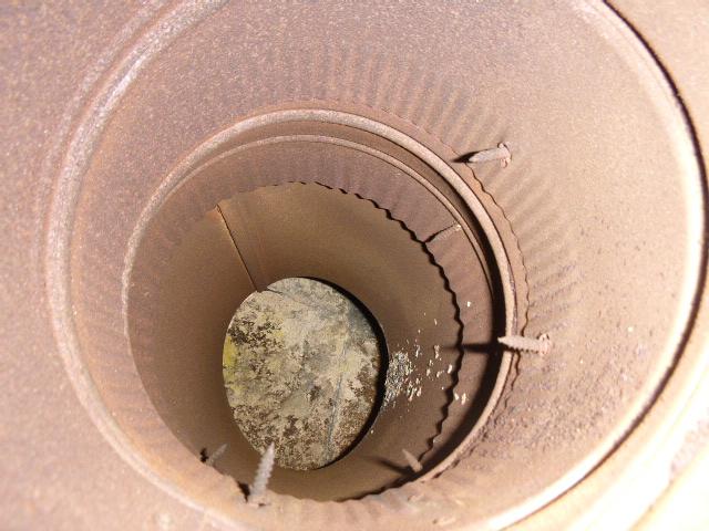 Found a water damaged oil burner venting system with rusty connector pipes. In West Hartford CT, Replaced all with stainless steel.