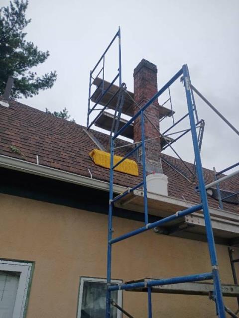 We cleared a blocked chimney of , collapsed flue tiles, in Stratford ct , there was also  squirrel nesting, and debris, we then installed a smooth-wall stainless liner, precast crown, and cap to restore safe, reliable chimney venting.