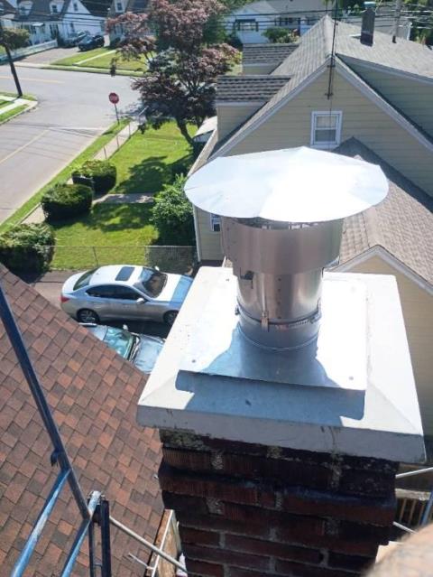 We cleared a blocked chimney of , collapsed flue tiles, in Stratford ct , there was also  squirrel nesting, and debris, we then installed a smooth-wall stainless liner, precast crown, and cap to restore safe, reliable chimney venting.