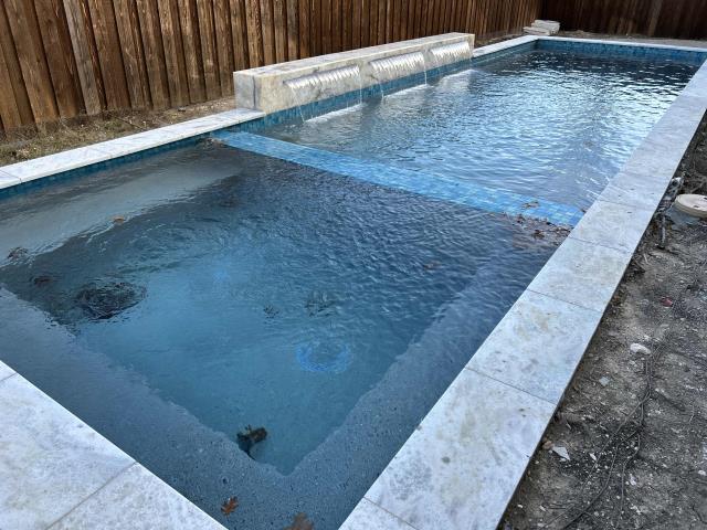 Before and after an Island Time Pool Service visit in Frisco!