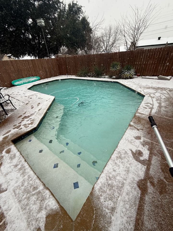 Snow day or snow yay? Making sure this pool Lewisville gets taken care of before. It gets too cold and too snowy out!