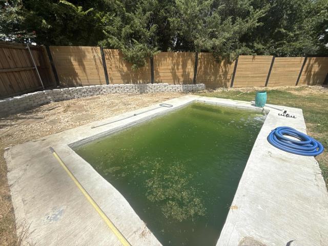Getting this green pool all cleaned up for a new client in Rockwall! Can't wait to see this one all cleaned up!