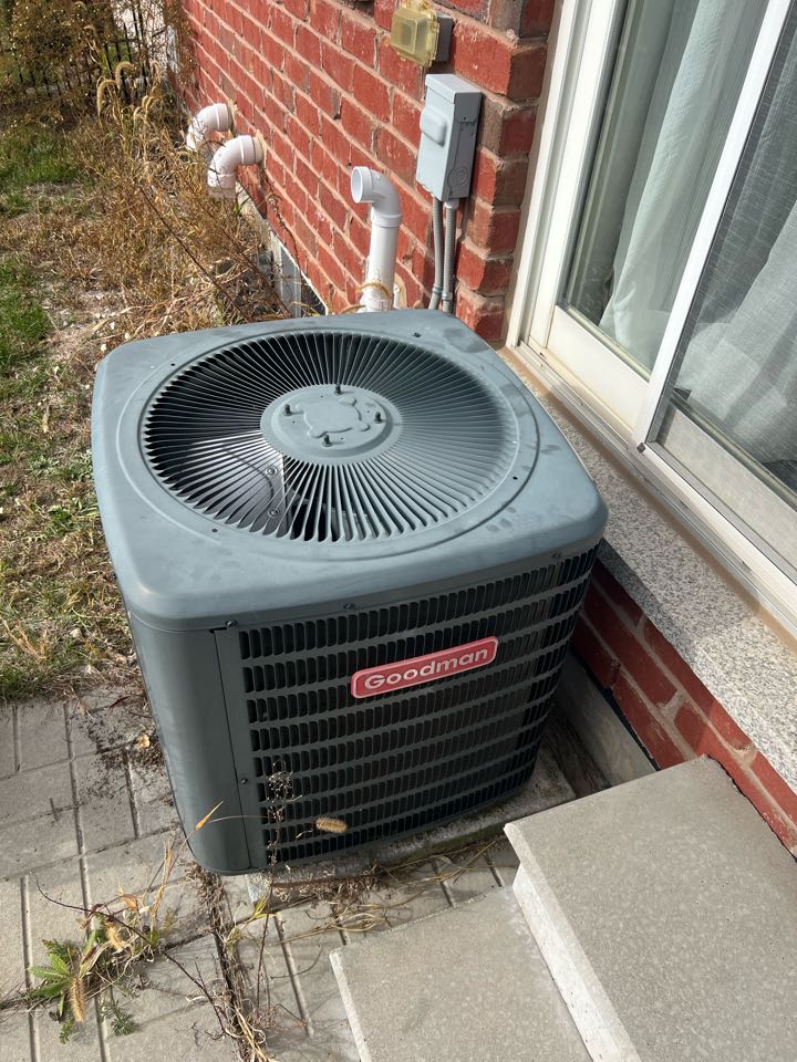 Servicing a Goodman AC for a family in Kitchener, Ontario