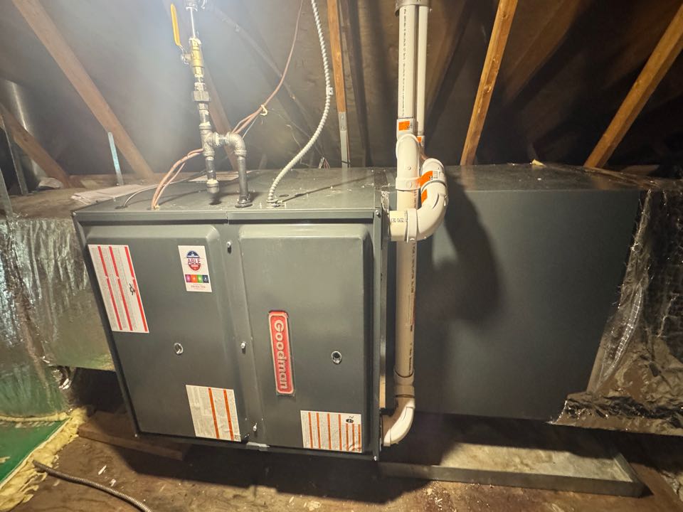 Completing a Goodman furnace installation for a customer in New Hamburg area