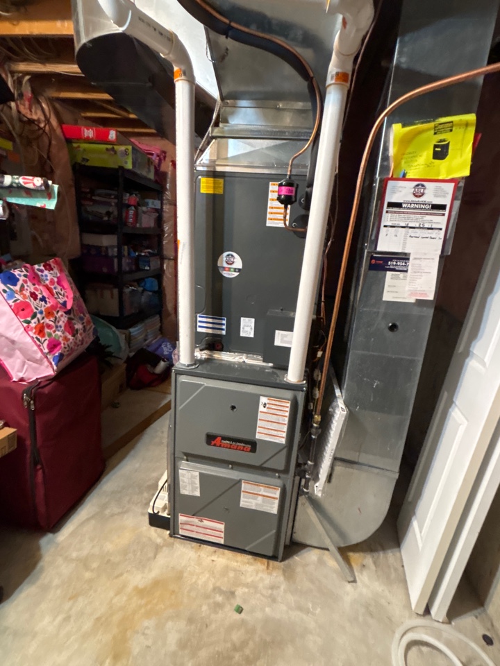 Completing an Amana furnace service call for a family in the Williamsburg area of Kitchener